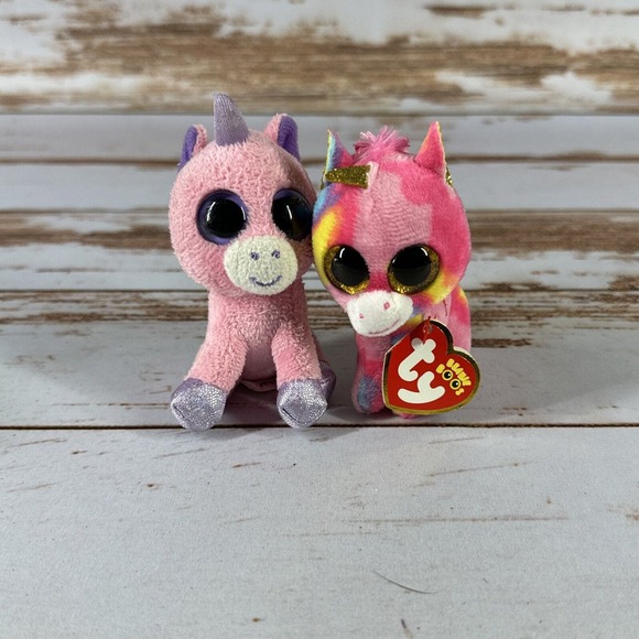 Ty Beanie Boos Pink FANTASIA & MAGIC Unicorn Plush Backpack Clip Keychains - Picture 1 of 2